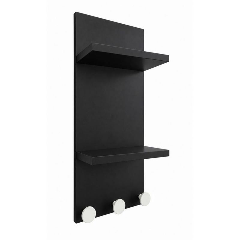 Perchero Organizador De Pared Negro Para Recibidor O Cocina
