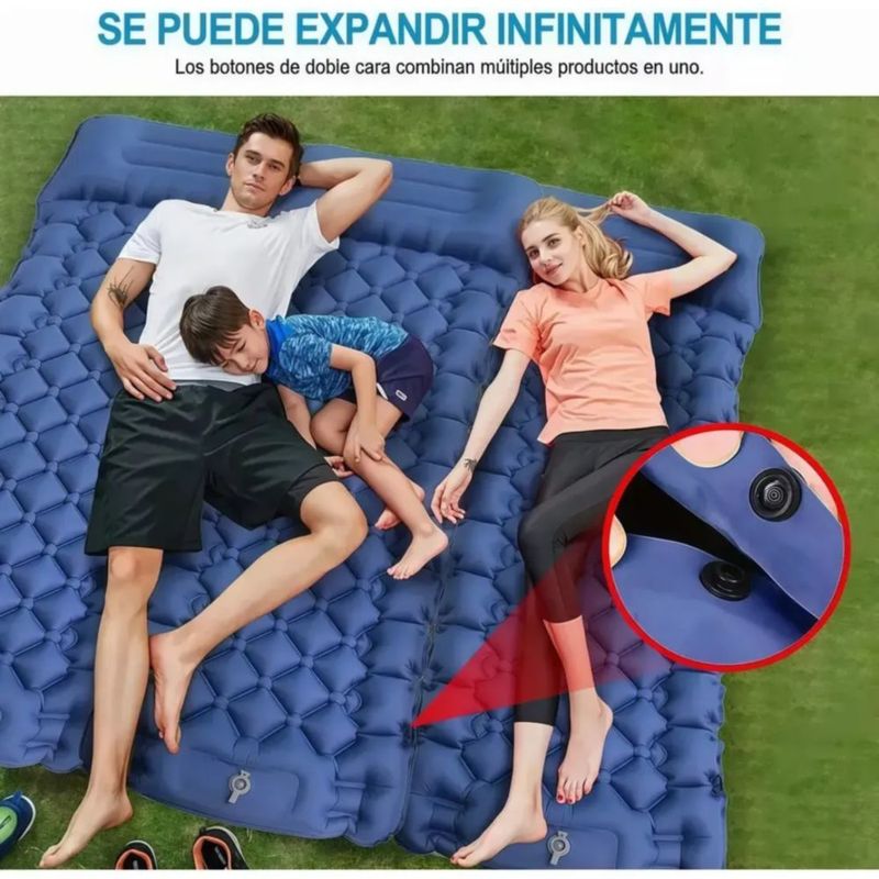 Colchoneta Para Acampar Ultraligera Portátil Con Almohada AZUL
