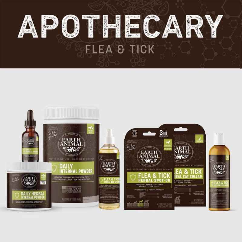 Polvo Interno Diario contra Pulgas y Garrapatas Earth Animal Apothecary 453 g