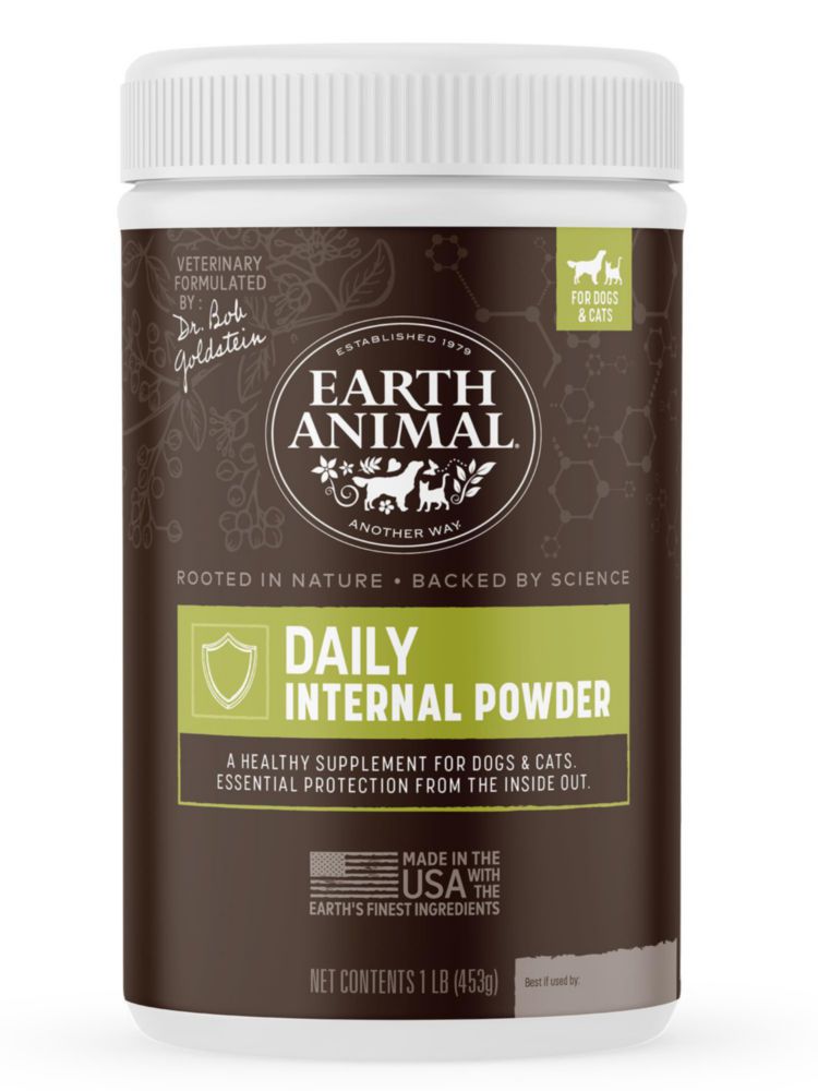 Polvo Interno Diario contra Pulgas y Garrapatas Earth Animal Apothecary 453 g