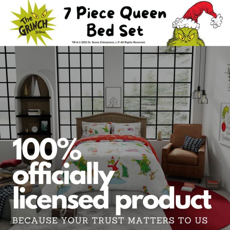 Juego de cama Franco Queen 7 piezas The Grinch Navidad