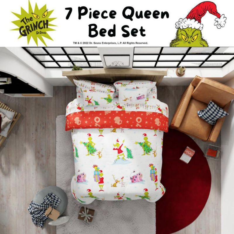 Juego de cama Franco Queen 7 piezas The Grinch Navidad