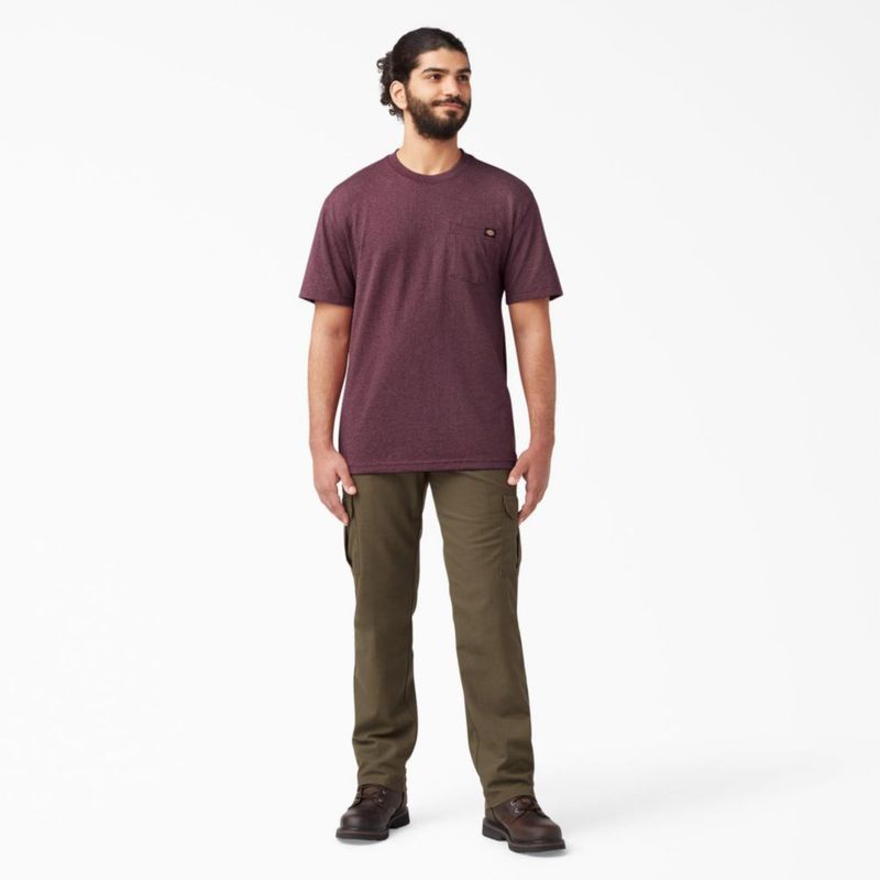 Camiseta Dickies Burdeos de Manga Corta con Cuello Redondo y Bolsillo - Talla X