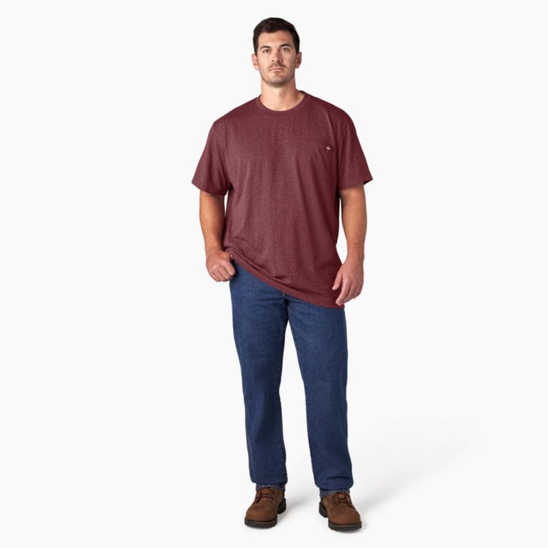 Camiseta Dickies Burdeos de Manga Corta con Cuello Redondo y Bolsillo - Talla X