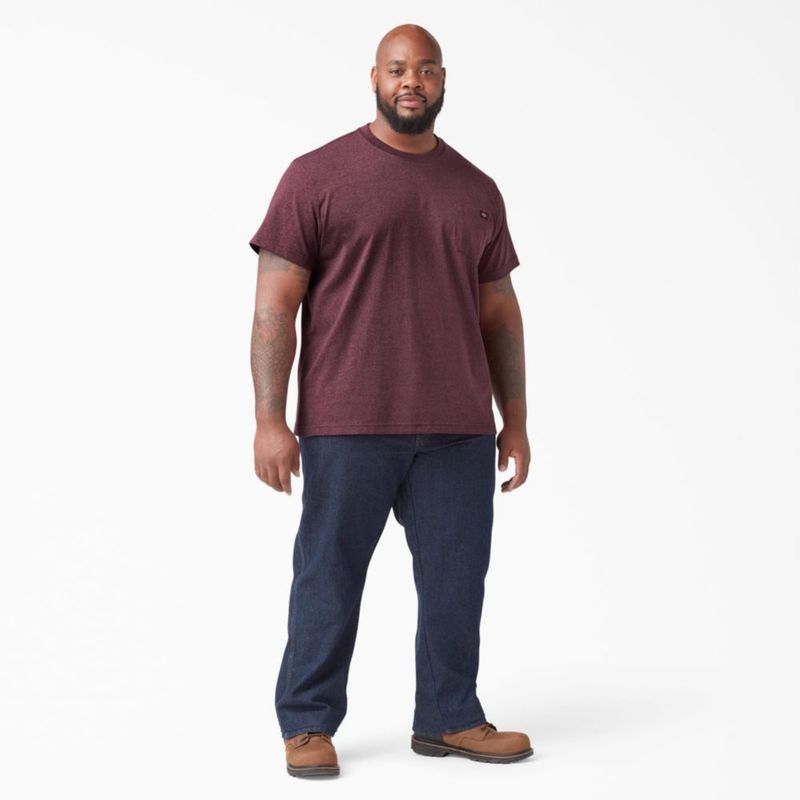 Camiseta Dickies Burdeos de Manga Corta con Cuello Redondo y Bolsillo - Talla X