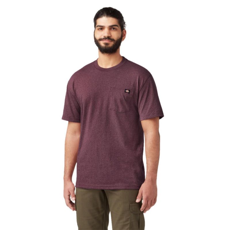 Camiseta Dickies Burdeos de Manga Corta con Cuello Redondo y Bolsillo - Talla X