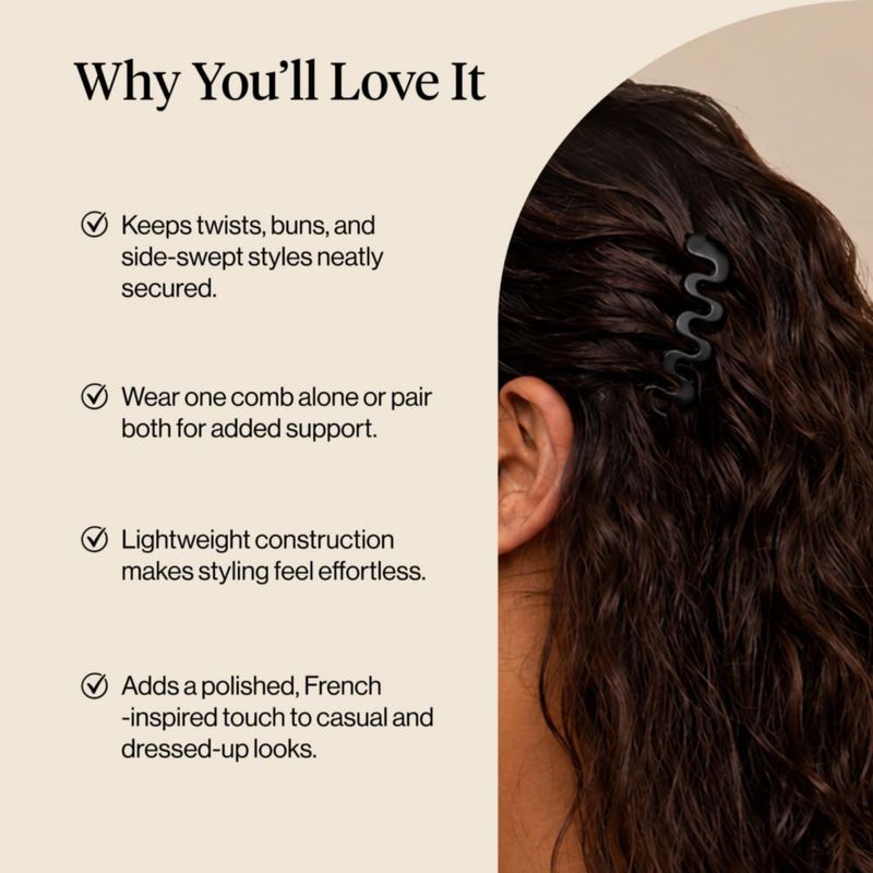 Peine para cabello Kitsch estilo francés lateral - paquete de 2