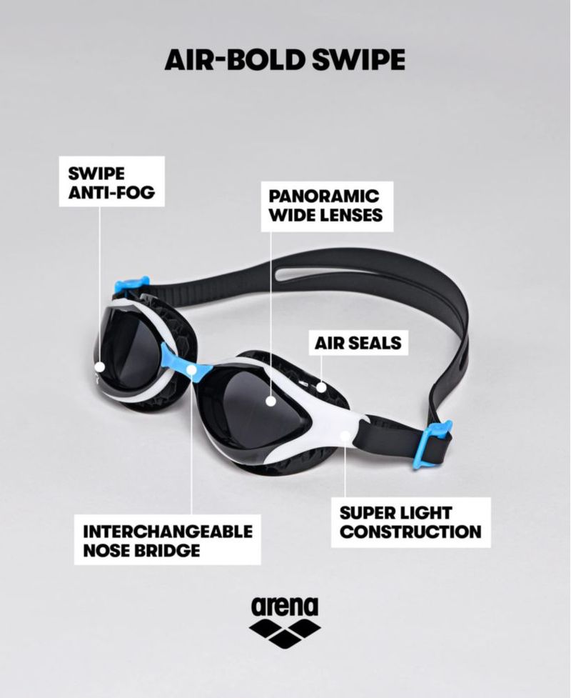 Gafas de natación ARENA Air-Bold Swipe anti-vaho Transparentes/Negro