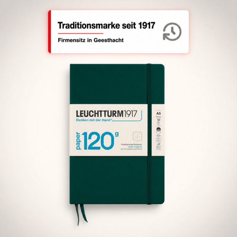 Cuaderno LEUCHTTURM1917 A5 con puntos 120gsm Verde Bosque