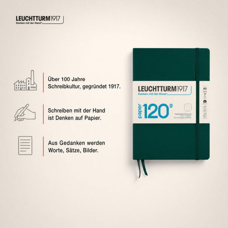 Cuaderno LEUCHTTURM1917 A5 con puntos 120gsm Verde Bosque