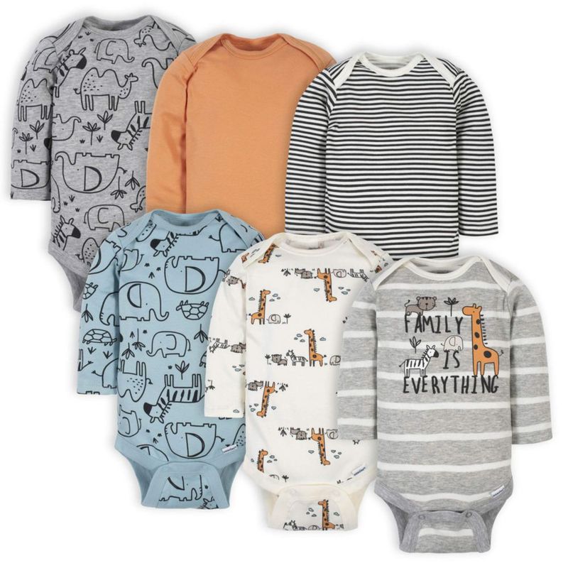 Body Gerber para bebés varones 6 unidades manga larga azul selvático 6-9 m