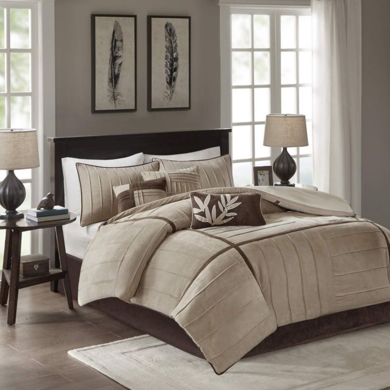 Juego de ropa de cama Madison Park 7 piezas King Size en micro ante