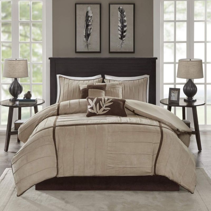 Juego de ropa de cama Madison Park 7 piezas King Size en micro ante