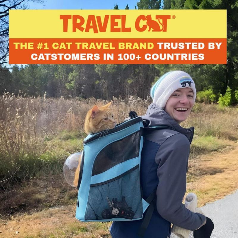 Mochila transportadora para gatos The Fat Cat aprobada por aerolíneas con ventana burbuja