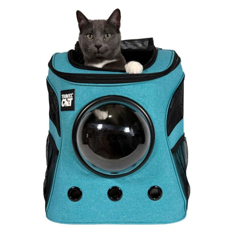 Mochila transportadora para gatos The Fat Cat aprobada por aerolíneas con ventana burbuja