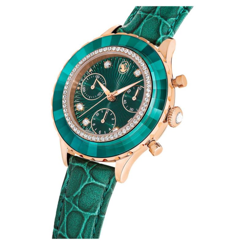 Reloj Swarovski Octea Chrono de Cuero Verde fabricado en Suiza