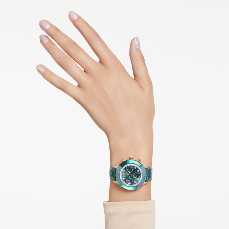 Reloj Swarovski Octea Chrono de Cuero Verde fabricado en Suiza