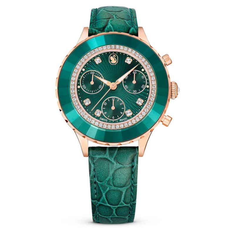 Reloj Swarovski Octea Chrono de Cuero Verde fabricado en Suiza