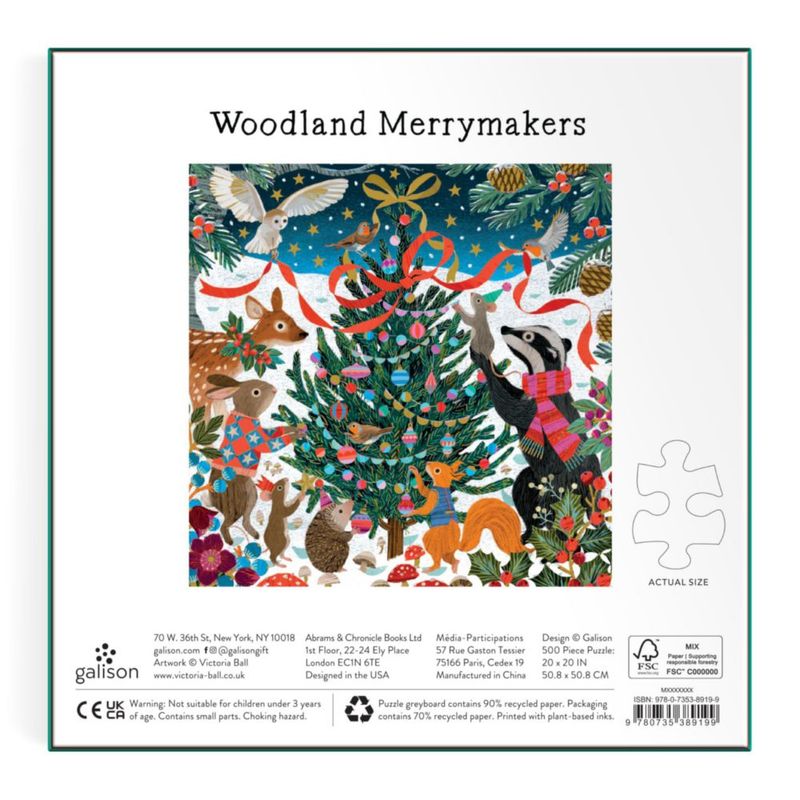 Rompecabezas Galison Woodland Merrymakers de 500 piezas con foil