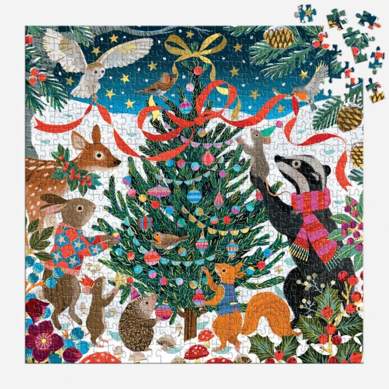 Rompecabezas Galison Woodland Merrymakers de 500 piezas con foil