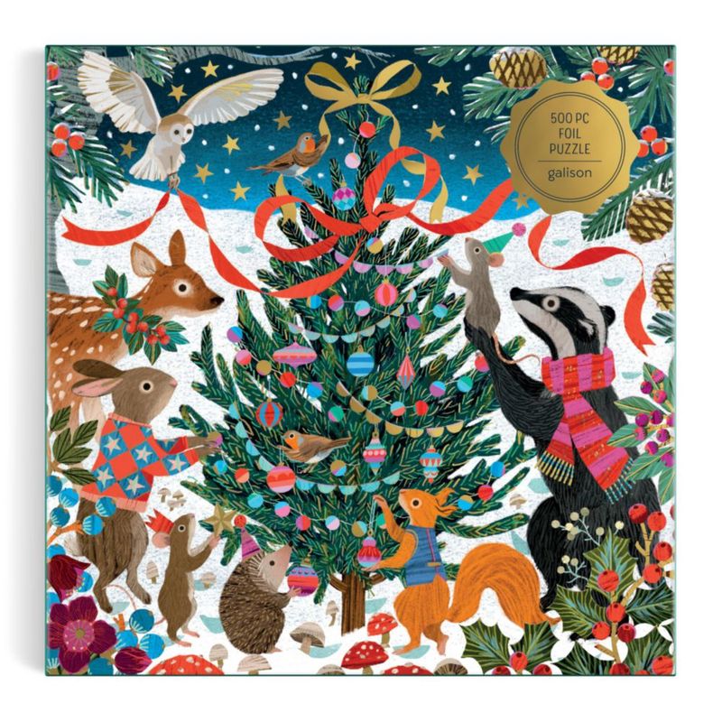 Rompecabezas Galison Woodland Merrymakers de 500 piezas con foil