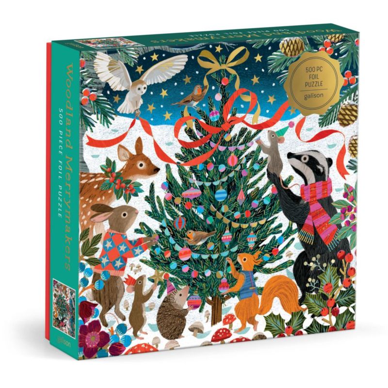 Rompecabezas Galison Woodland Merrymakers de 500 piezas con foil