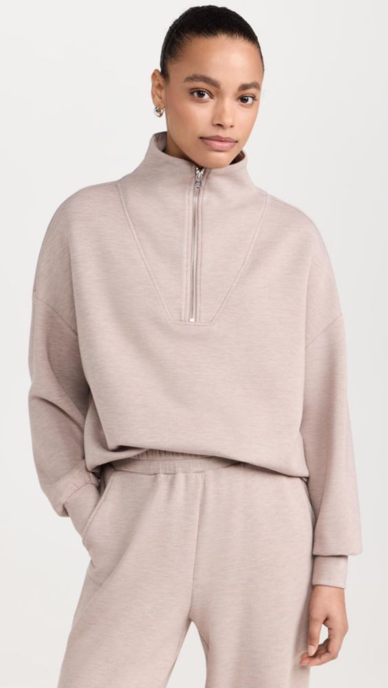 Sudadera Varley Hawley Half Zip en color Taupe Marl - Talla S