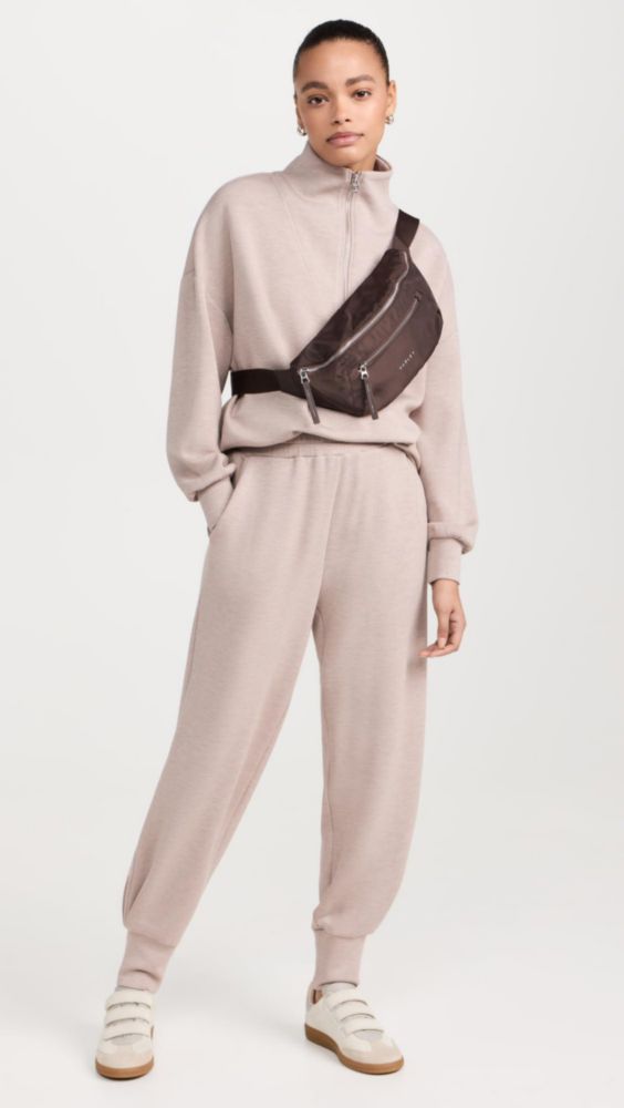 Sudadera Varley Hawley Half Zip en color Taupe Marl - Talla S