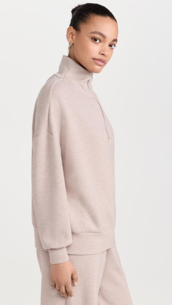 Sudadera Varley Hawley Half Zip en color Taupe Marl - Talla S