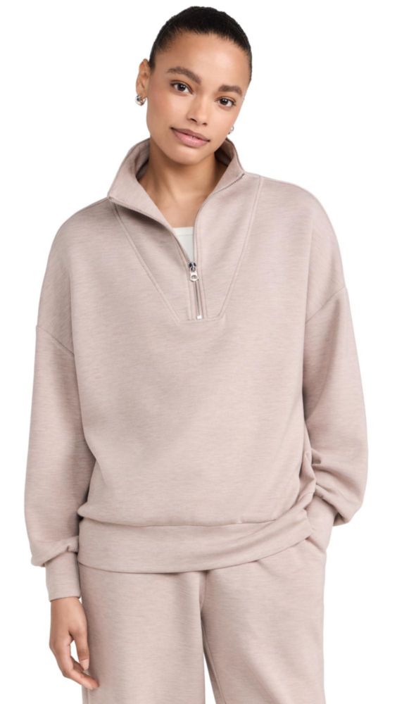 Sudadera Varley Hawley Half Zip en color Taupe Marl - Talla S