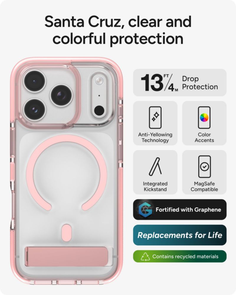 Funda ZAGG para iPhone 17 Pro Pink Sorbet con soporte
