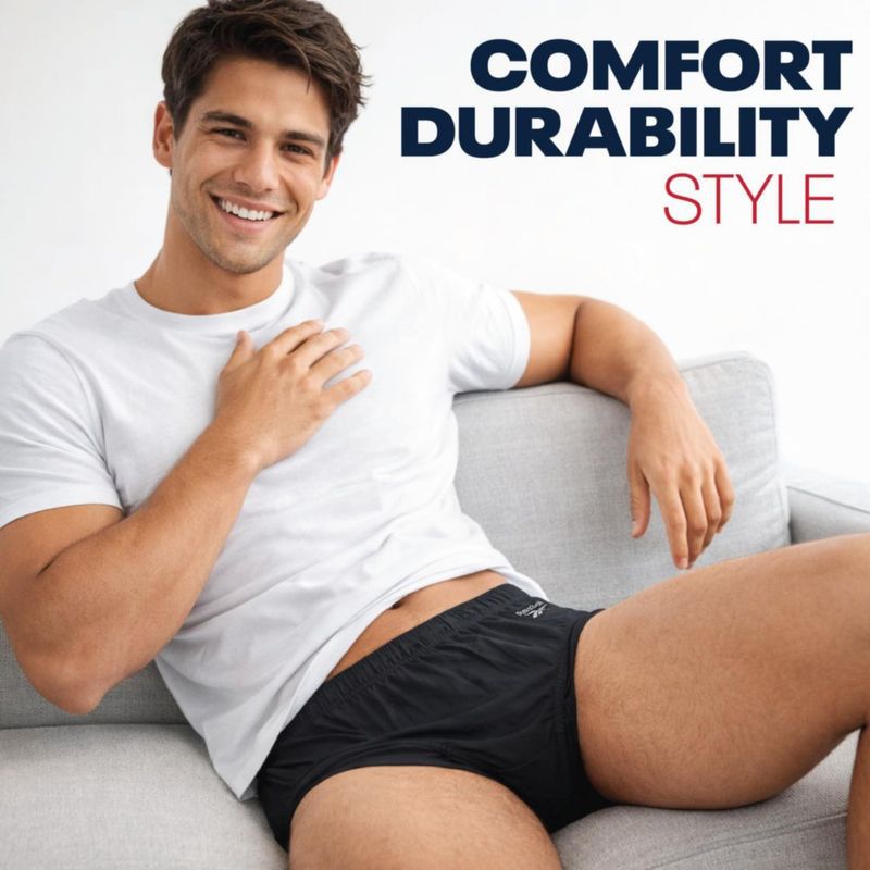 Calzoncillos Reebok para Hombre – Pack de 5 Corte Bajo Talla Grande Negro/Gris
