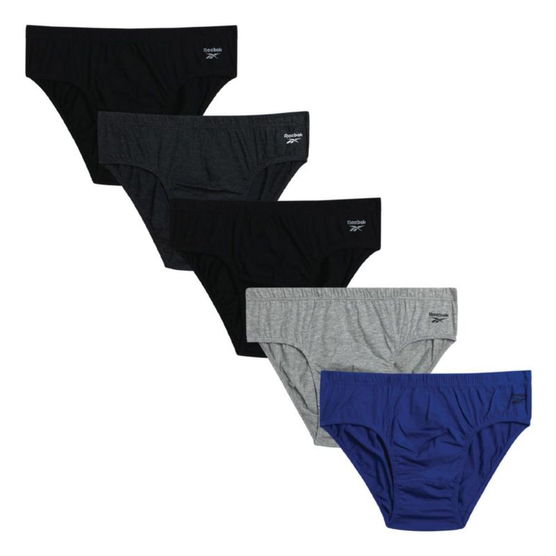 Calzoncillos Reebok para Hombre – Pack de 5 Corte Bajo Talla Grande Negro/Gris