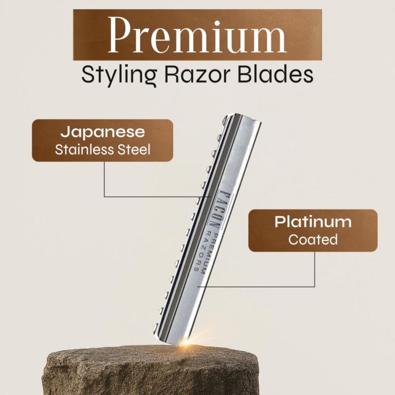 Cuchillas de Afeitar FACON Styling 10 Unidades Acero con Recubrimiento de Platino