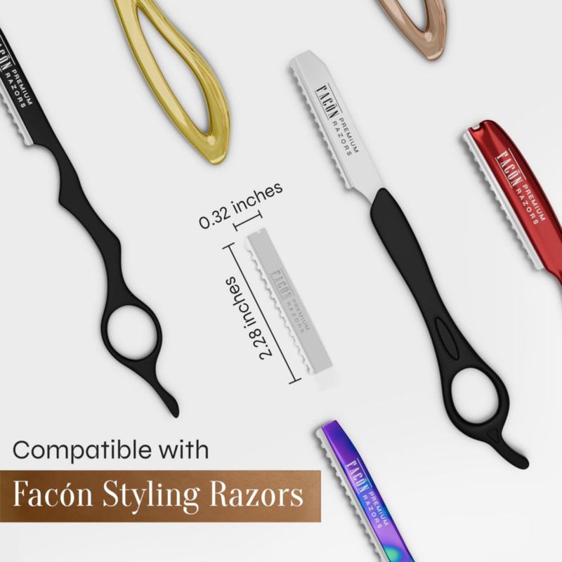 Cuchillas de Afeitar FACON Styling 10 Unidades Acero con Recubrimiento de Platino