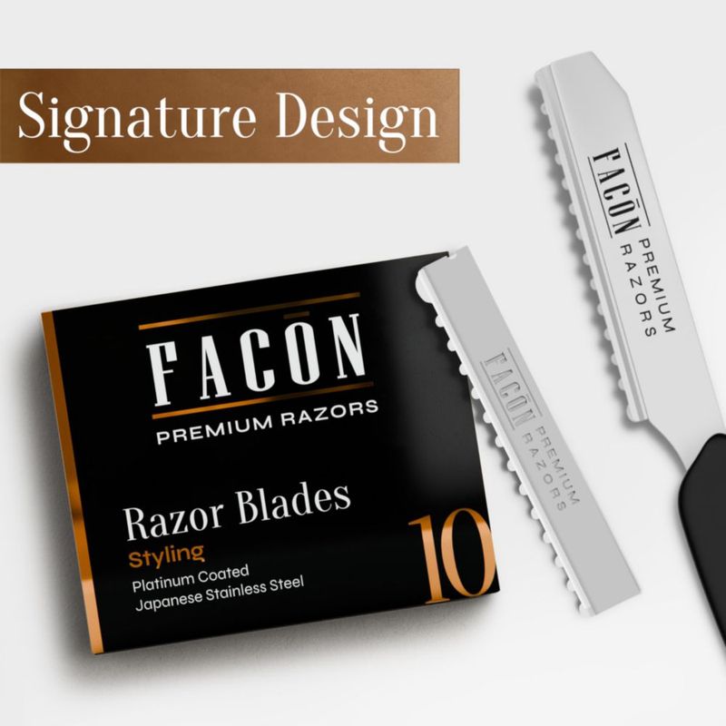 Cuchillas de Afeitar FACON Styling 10 Unidades Acero con Recubrimiento de Platino