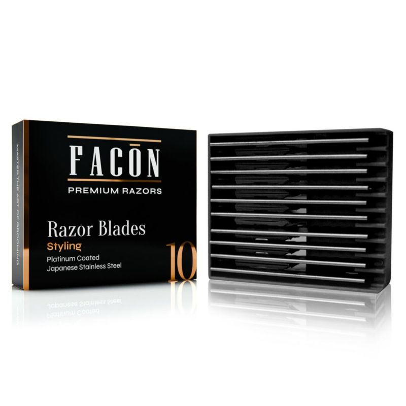 Cuchillas de Afeitar FACON Styling 10 Unidades Acero con Recubrimiento de Platino