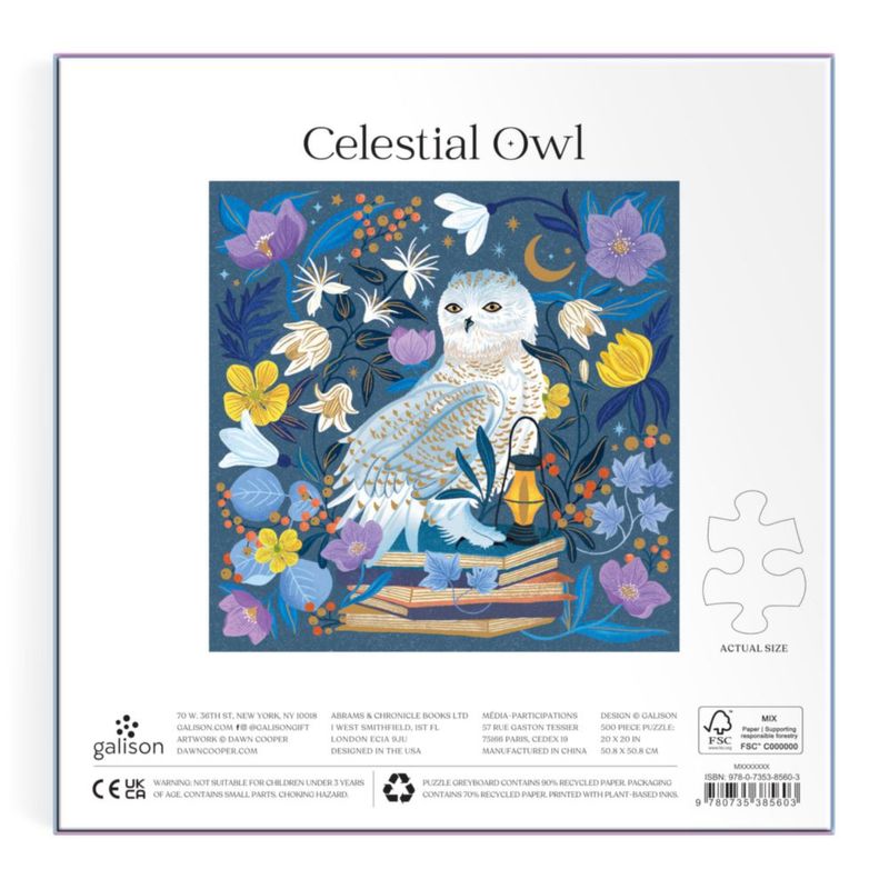 Rompecabezas Galison Celestial Owl de 500 piezas con foil