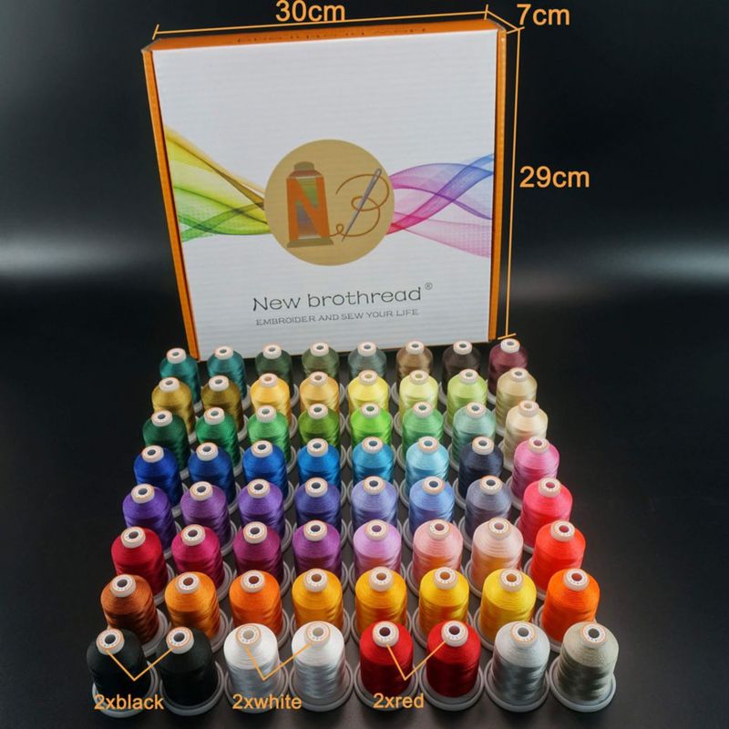 YARN Nuevo Brothread Kit de 64 Bobinas de 1000 m de Hilo de Poliéster para Bordado