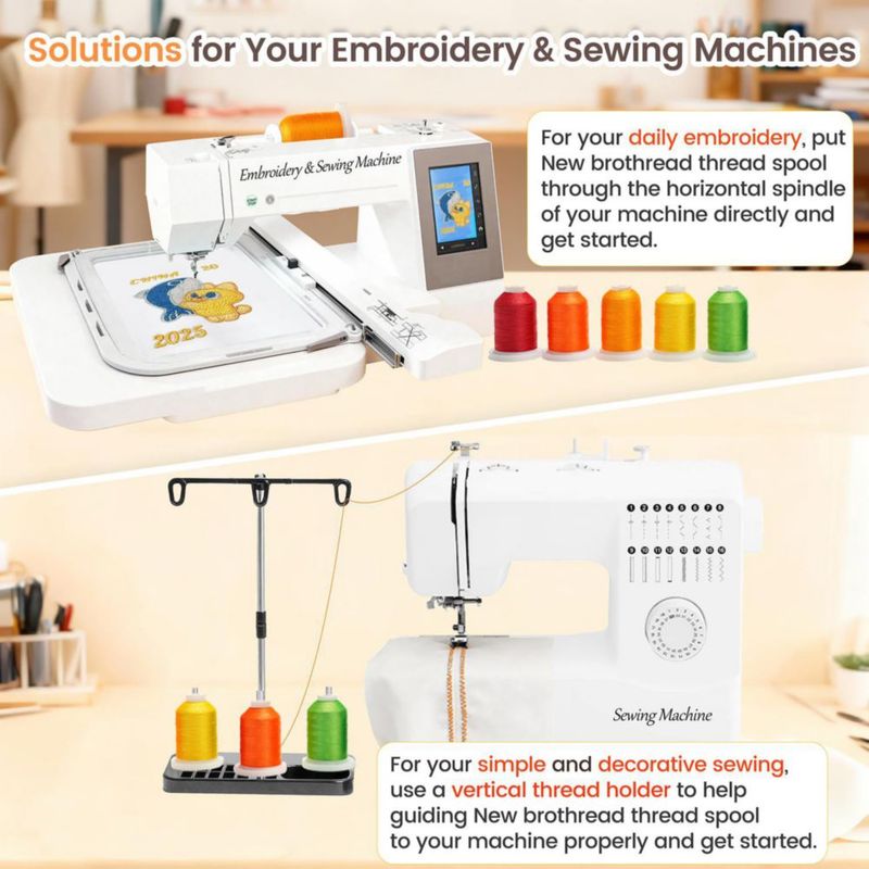 YARN Nuevo Brothread Kit de 64 Bobinas de 1000 m de Hilo de Poliéster para Bordado