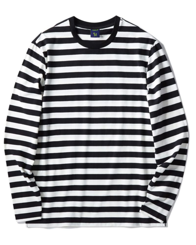 Camisa de hombre Zengjo M a rayas negras y blancas de manga larga