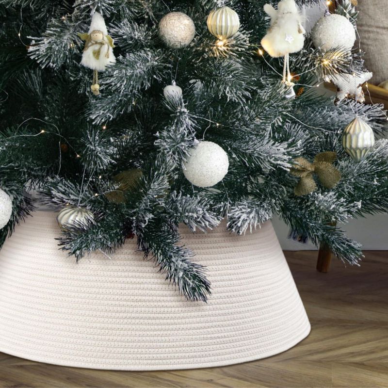 Falda de árbol ZICOTO 71 cm de cuerda de algodón color crema