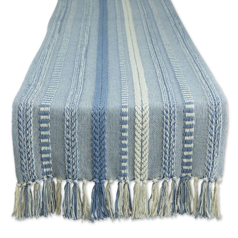 Caminero de Mesa DII 38x183 cm con Flecos Stonewash Blue