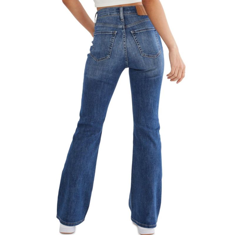 PANTALONES AEROPOSTALE Vaquero Flare Pierna Acampanada Talla 8 Corto Lavado Medio