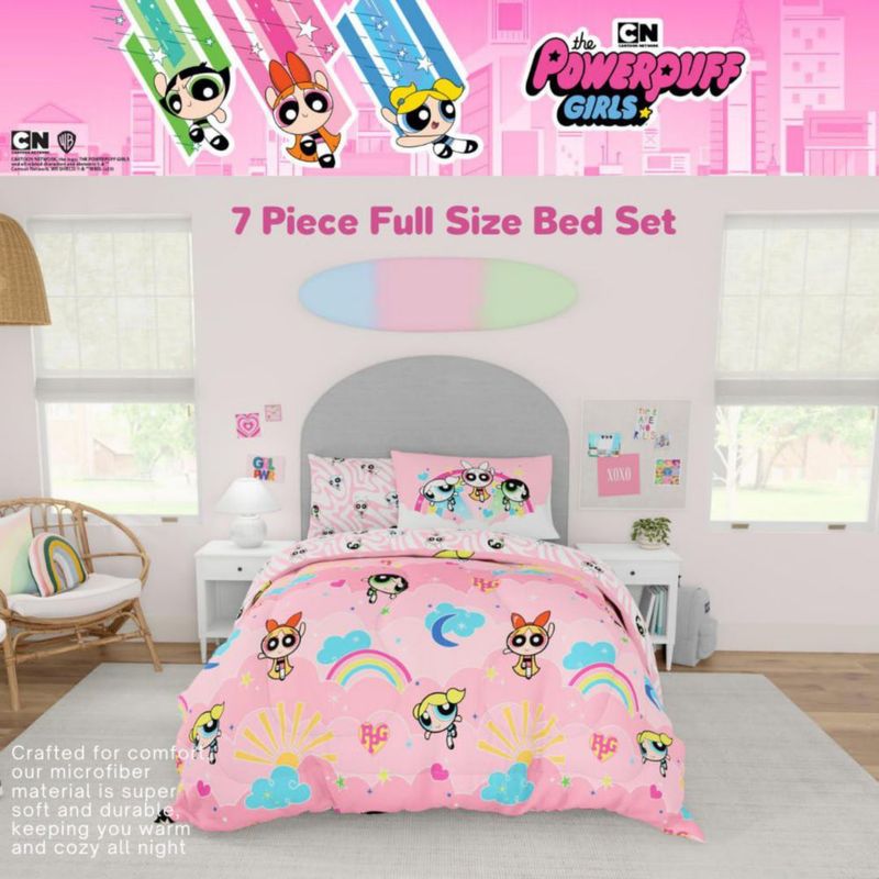 Juego de ropa de cama Franco Full de 7 piezas Powerpuff Girls