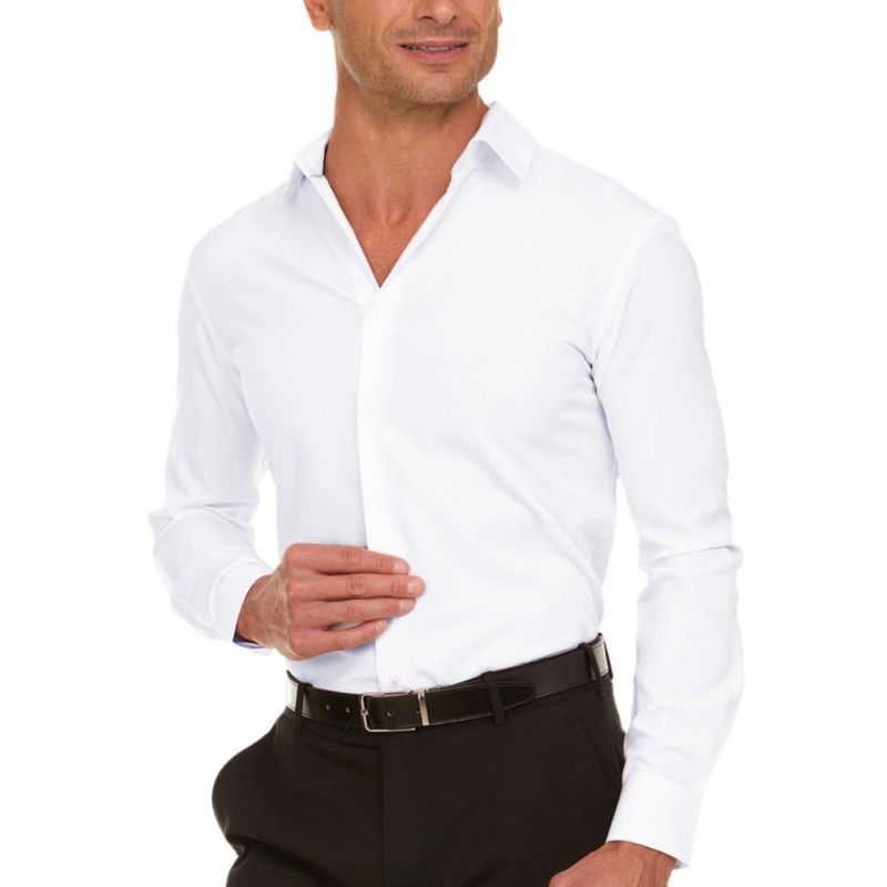 Camisa de vestir entallada para hombre de manga larga Nautica con stretch y resistencia a arrugas
