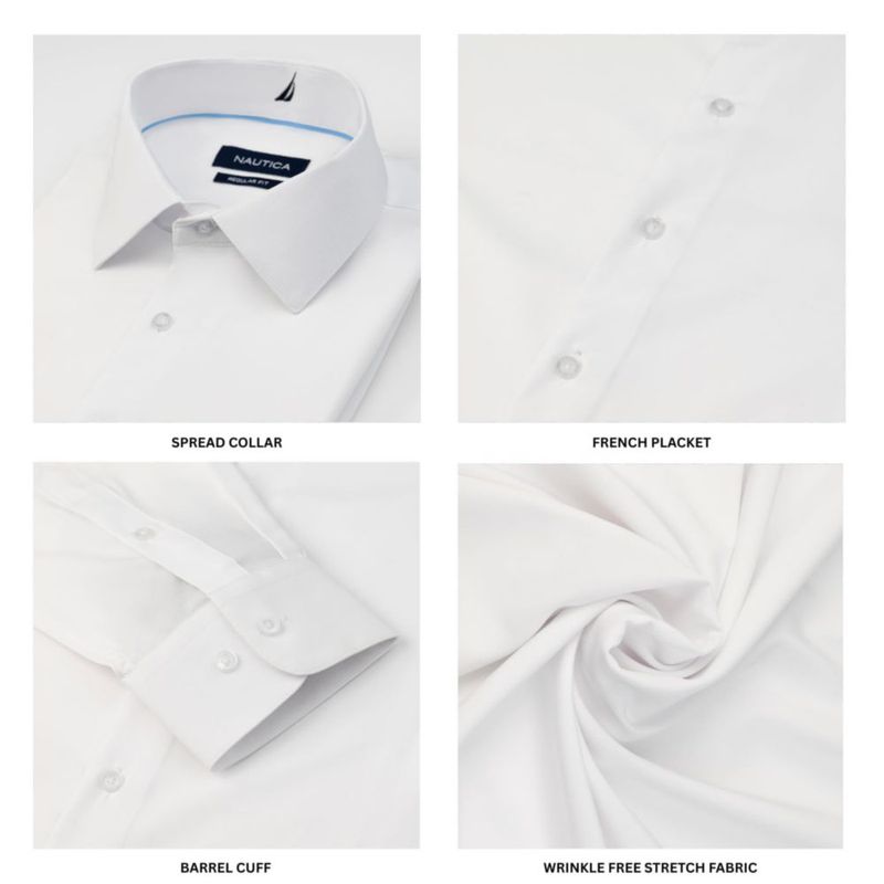 Camisa de vestir entallada para hombre de manga larga Nautica con stretch y resistencia a arrugas