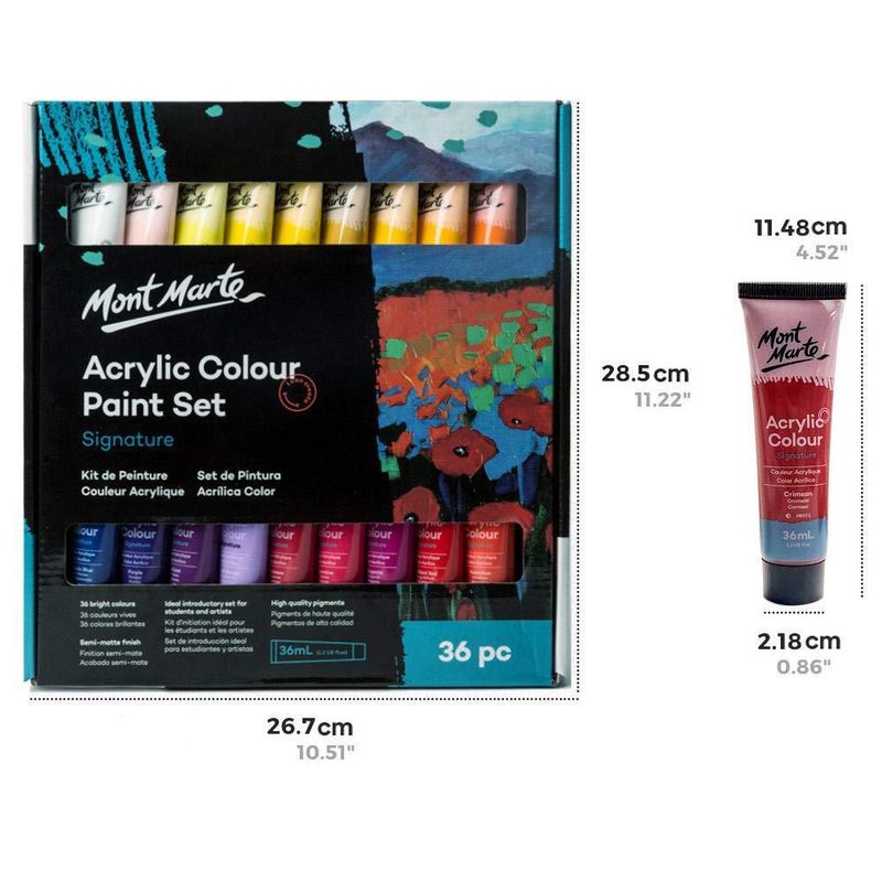 Set de pintura acrílica Mont Marte 36 piezas x 36 ml