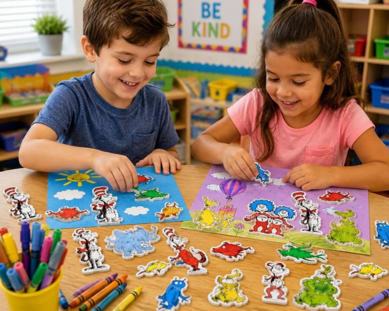 Paquete de 72 pegatinas de espuma multicolores Fun Express Dr. Seuss