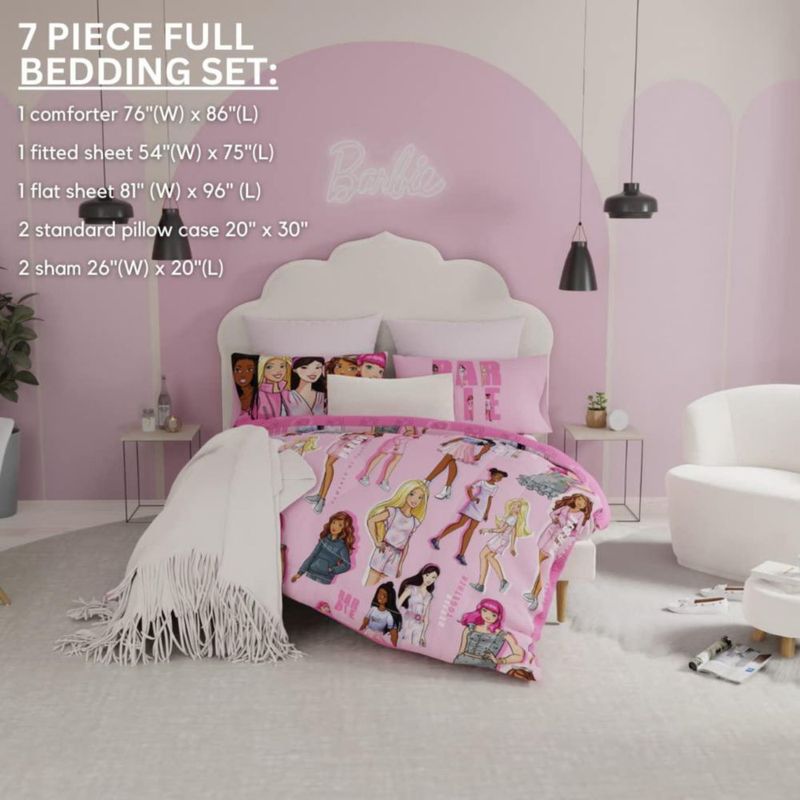 Juego de ropa de cama Franco Barbiecore para cama completa 7 piezas super suave
